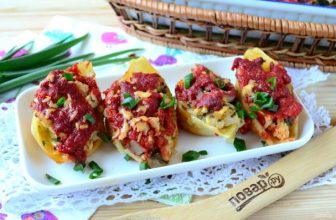 Фаршированные ракушки «Курица в шпинате»