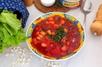 Борщ с килькой и фасолью