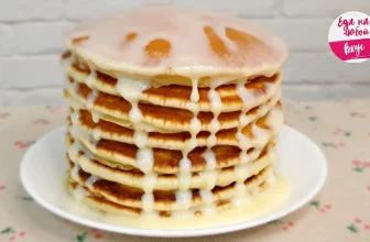A glass of yogurt and 2 eggs. Quick lush pancakes for breakfast